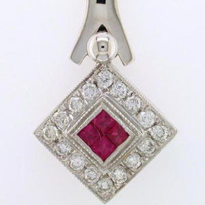 Diamond Ruby Pendant .40TDW .40Ruby 18KT White